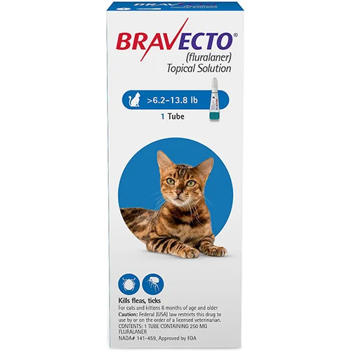 Bravecto Spot On For Medium Cats 6.2 Lbs - 13.8 Lbs (Blue) 2 Pack