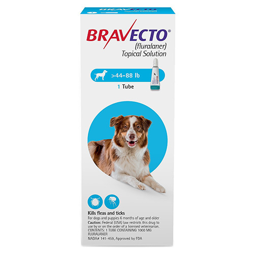 Bravecto Topical For Large Dogs (44 - 88 Lbs) Blue 1 Dose Bravecto Topical For Large Dogs (44 - 88 Lbs) Blue 1 Dose