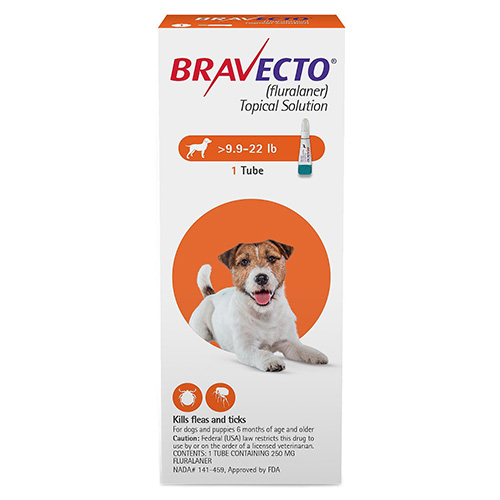 Bravecto Topical For Small Dogs (9.9 - 22 Lbs) Orange 1 Dose Bravecto Topical For Small Dogs (9.9 - 22 Lbs) Orange 1 Dose