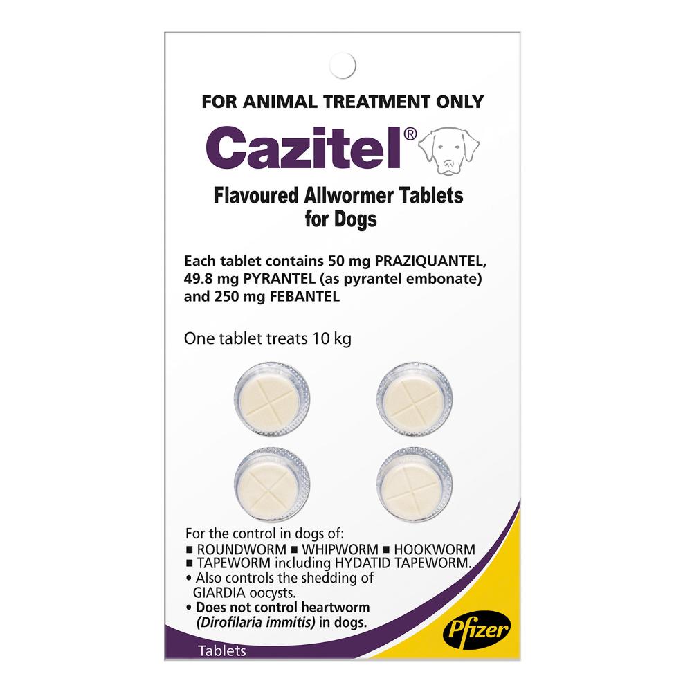 Cazitel Flavoured Allwormer Dogs 10kg (22lbs) 4 Tablets