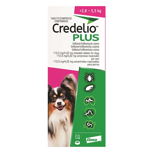Credelio Plus For Small Dog 2.8-5.5kg (6 To 12lbs) 3 Chews