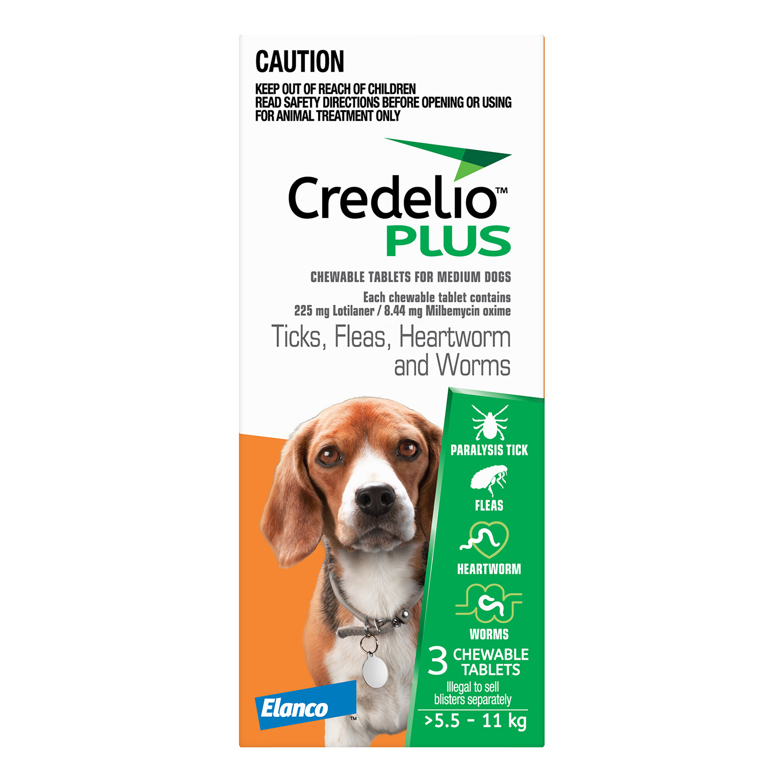 Credelio Plus For Medium Dog 5.5-11kg (12 to 24lbs) Orange