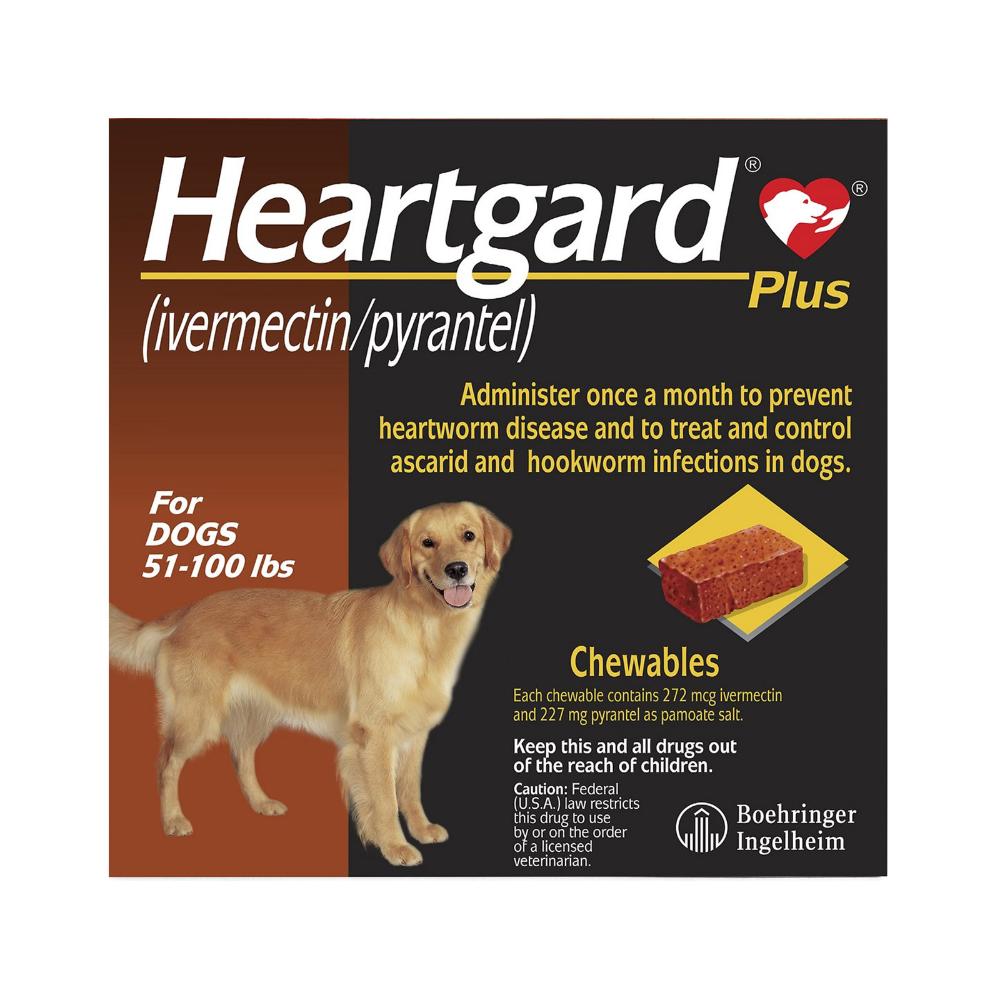 Heartgard Plus For Large Dogs 51-100lbs (Brown) 6 Doses