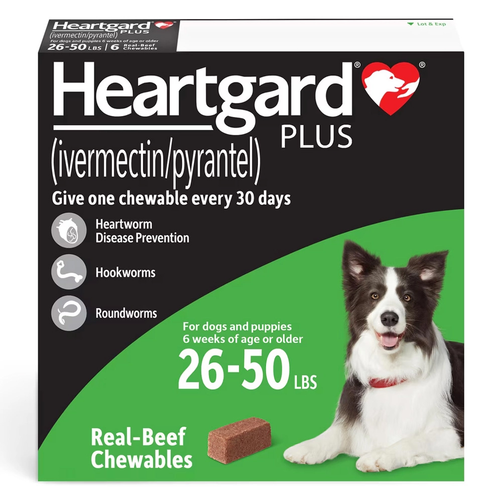 Heartgard Plus For Medium Dogs 26-50lbs (Green) 12 Doses (Exp: May-2027)