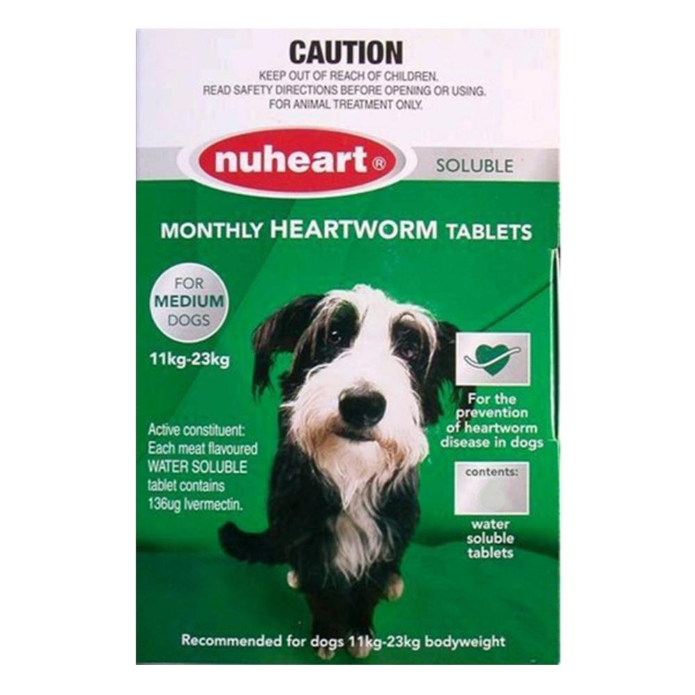 Nuheart - Generic Heartgard Nuheart Medium Dogs 26-50lbs (Green) 6 Tablets