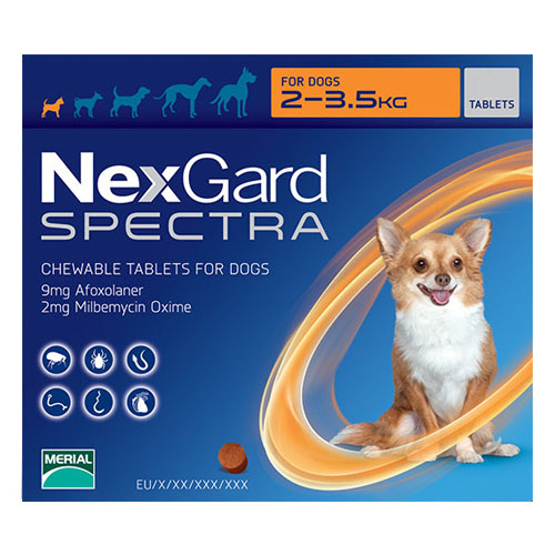 Nexgard Spectra Xsmall Dog 4.4-7.7 Lbs Orange 6 Pack