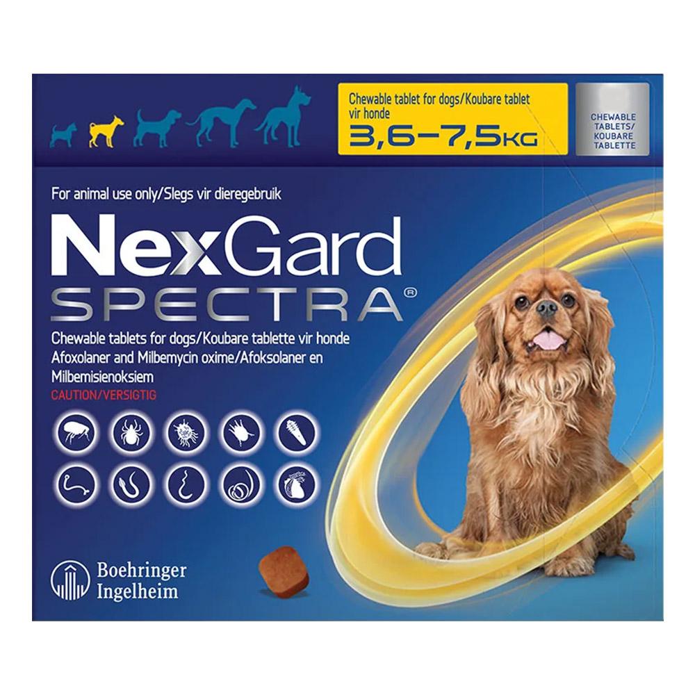 Nexgard Spectra Small Dogs 7.7-16.5 Lbs Yellow 3 Pack
