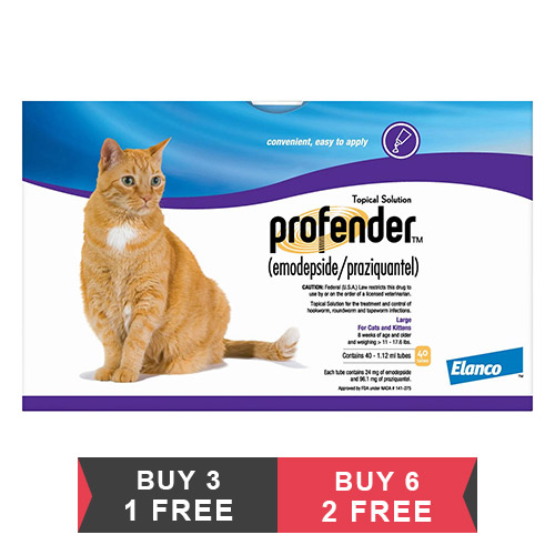 Profender Large Cats (1.12 Ml) 11-17.6 Lbs 3 Doses + 1 Dose Free