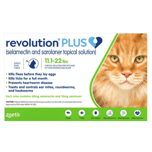 Revolution Plus For Large Cats 11-24lbs (5-10kg) Green 6 Pack