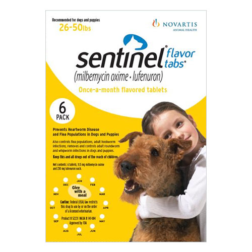 Sentinel Dogs 26-50 Lbs (Yellow) 6 Chews Sentinel Dogs 26-50 Lbs (Yellow) 6 Chews