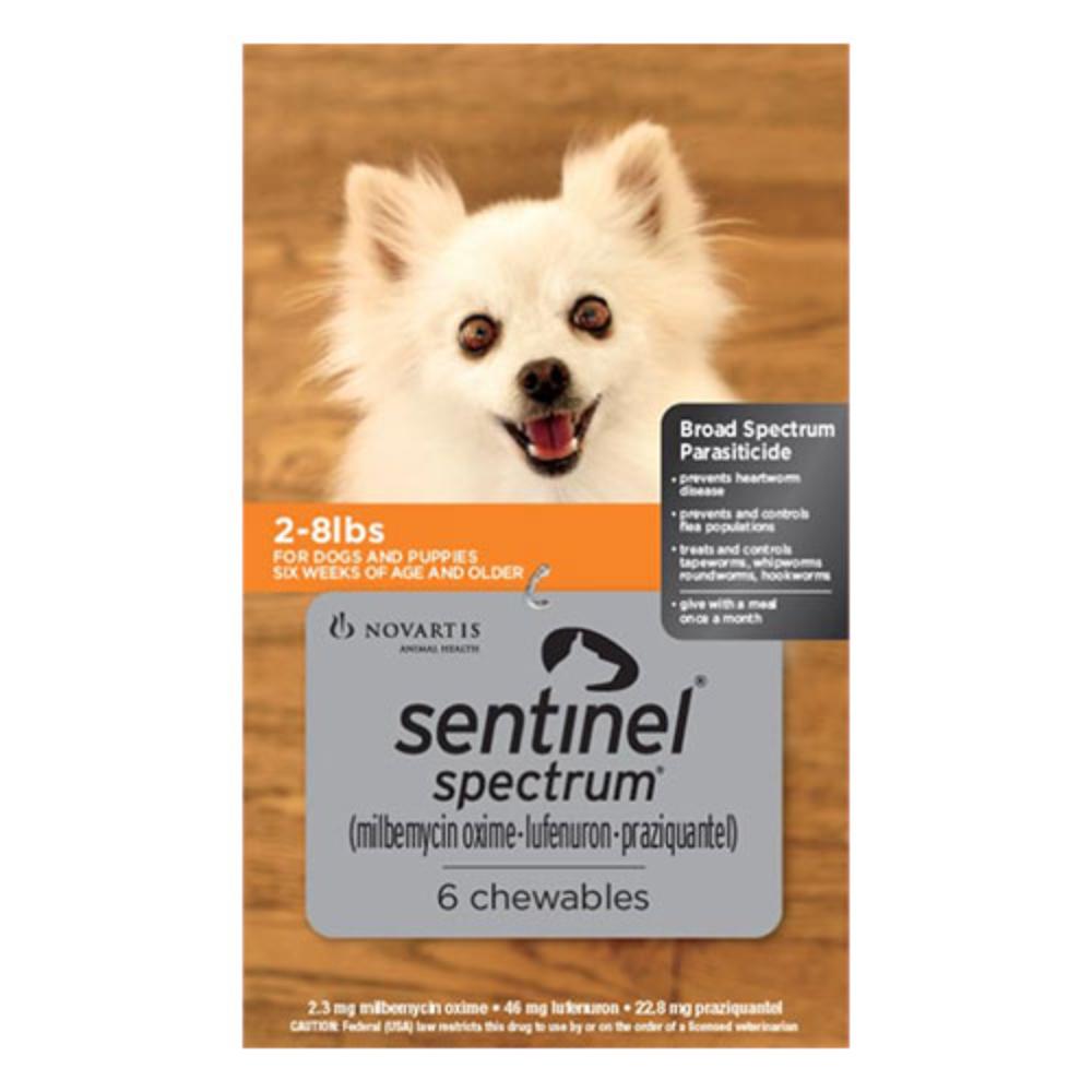 Sentinel Spectrum Chews For Dogs 2-8 Lbs (Orange) 6 Chews