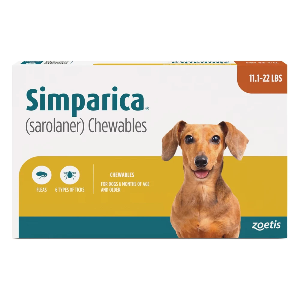 Simparica Flea & Tick Chewables for Dogs 11.1-22 lbs (Caramel)
