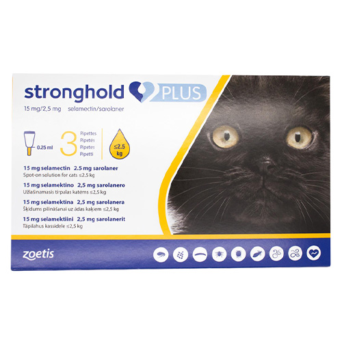 Stronghold Plus For Kittens And Small Cats Upto 5.5lbs (2.5kg) Yellow 6 Pack