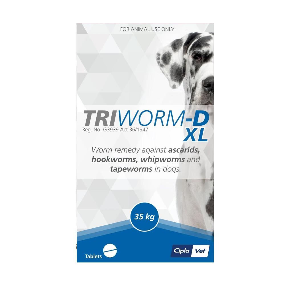 Triworm-D Dewormer For Large Dogs 77lbs (35kg) 1 Tablet
