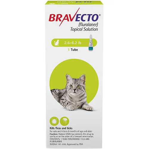Bravecto Spot On for Small Cats 2.6 lbs - 6.2 lbs (Green)