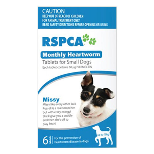 RSPCA Monthly Heartworm Tablets  for Small Dogs Under 22lb (Blue)