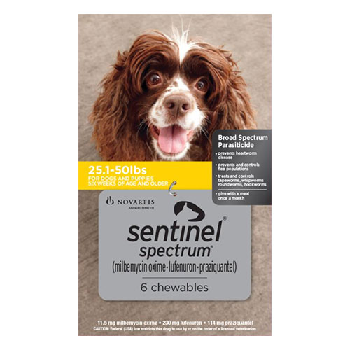 Sentinel Spectrum Chews  for Dogs 25.1-50 lbs (Yellow)